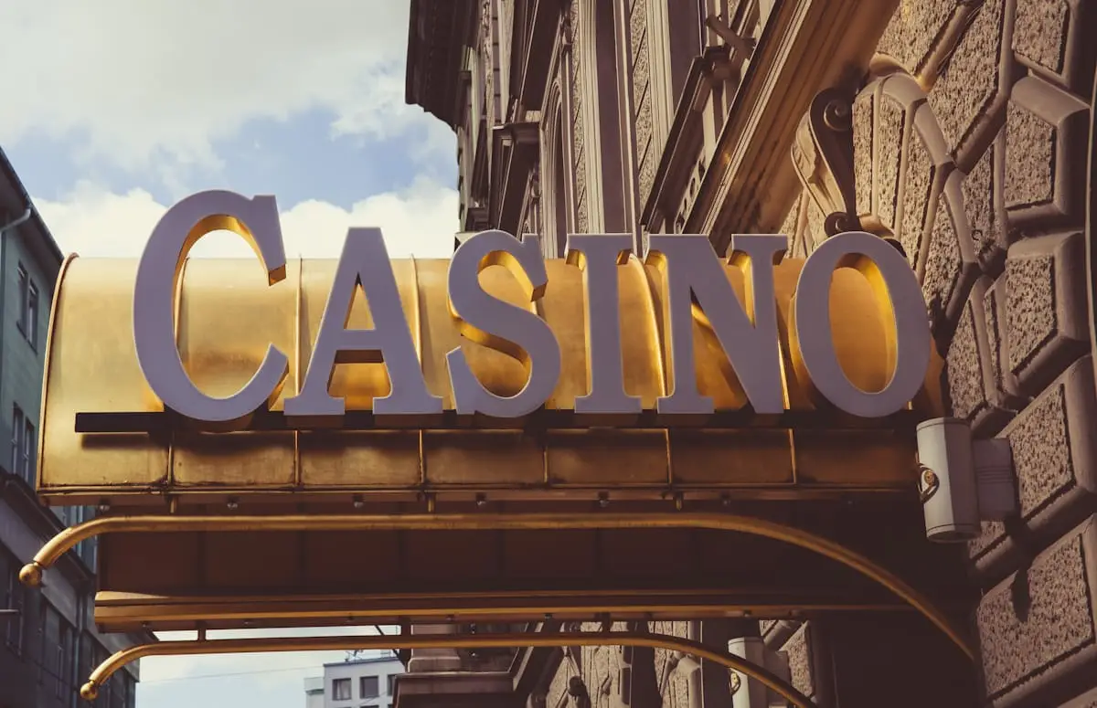 Illuminated casino entrance sign