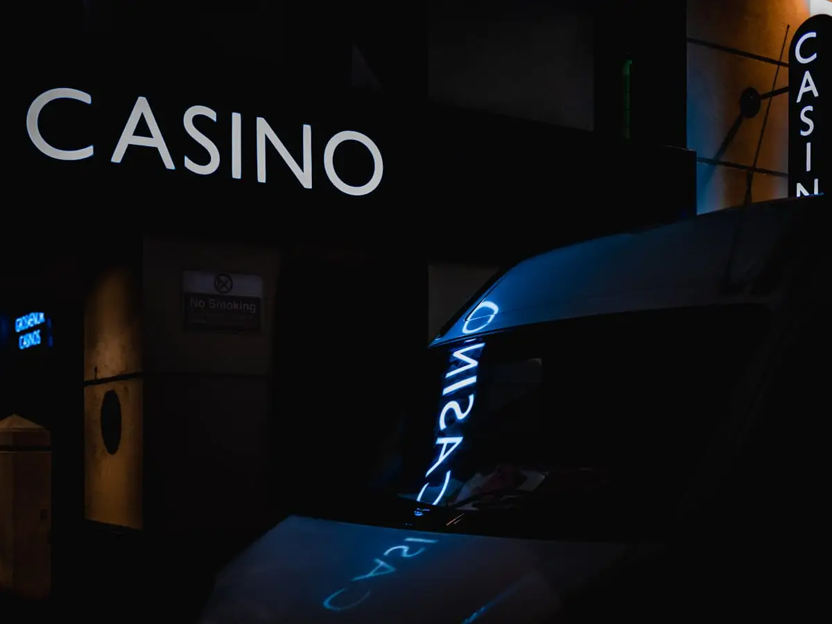 Casino entrance after dark