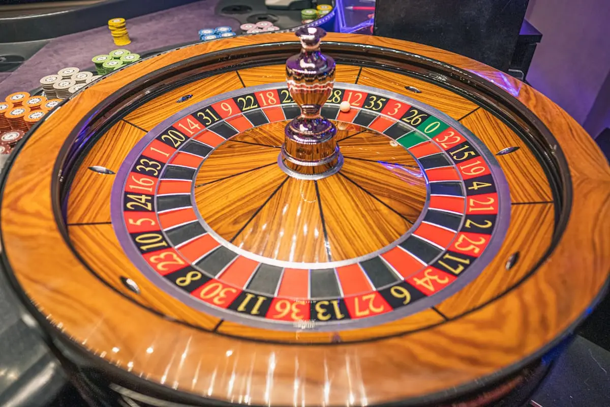 Roulette wheel on the gaming floor