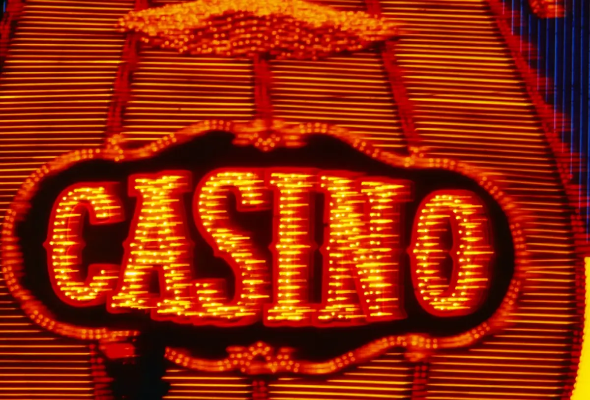 Bright red casino sign